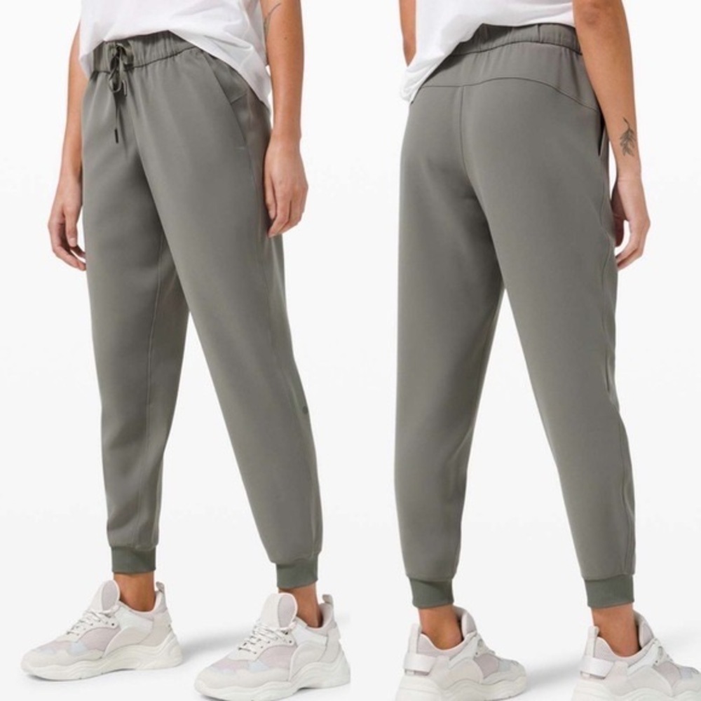 Lululemon Grey Sage Green Woven On The Fly Jogger Pants Size 4